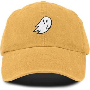 Unisex Camel 100%Cotton Ghost Embroidered Adjustable Buckle Classic Baseball Cap